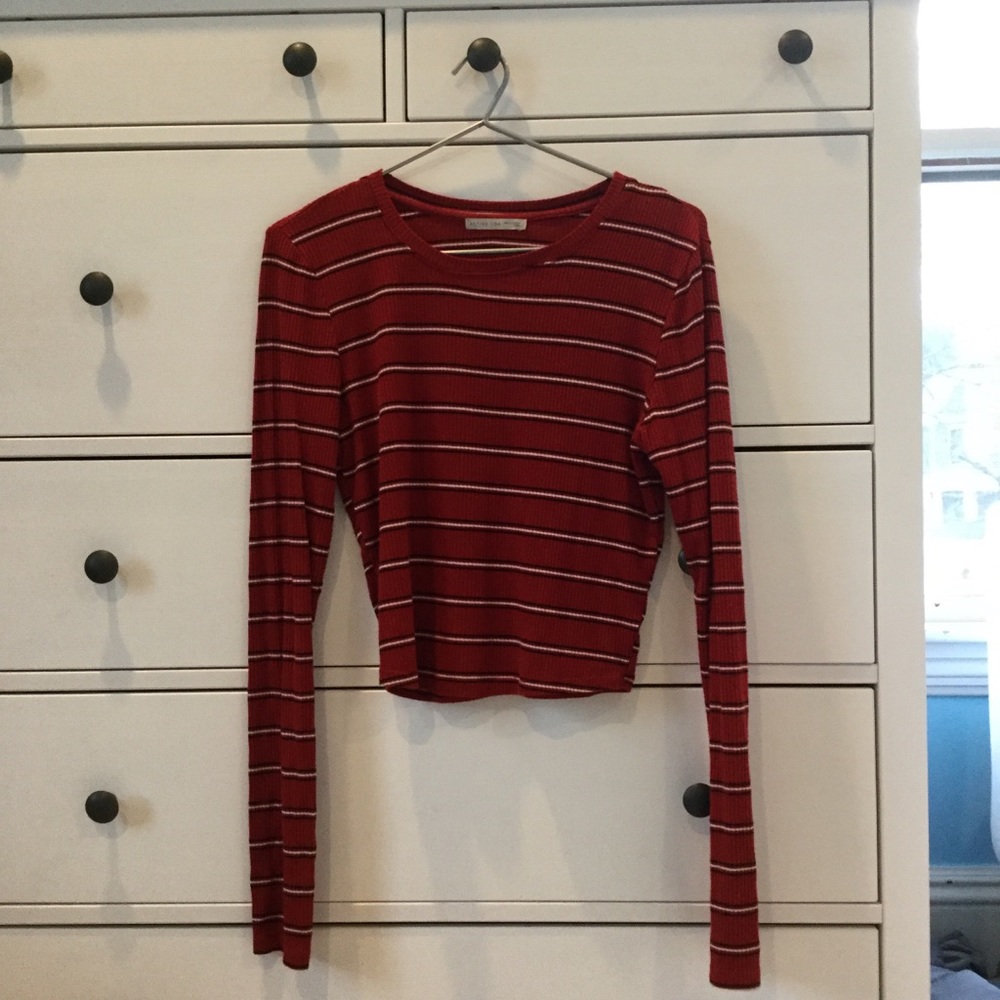 Red Striped Crop Top